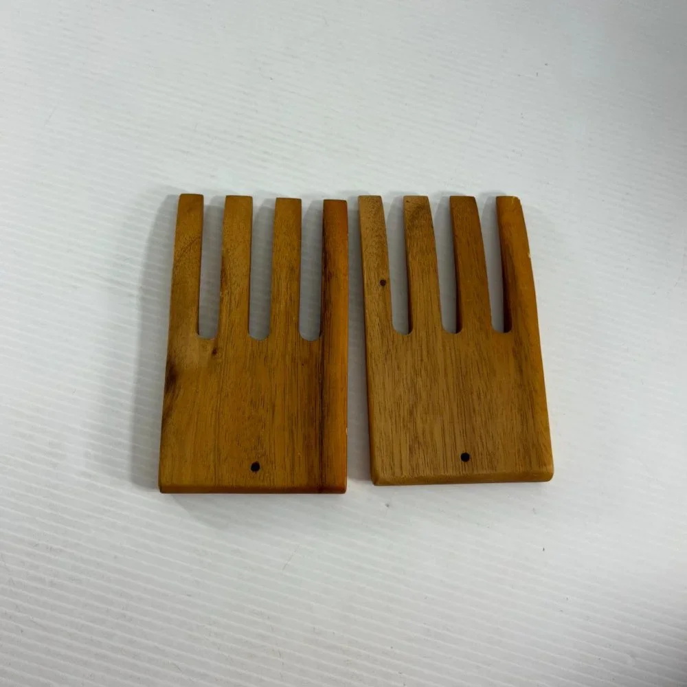Wood Salad Pasta Server Hands Bear Claws Modern 6.5